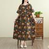 2025 Plus Size Summer Dress Women Vintage Long Casual Dress Floral Printing Loose Shirt Dress Maxi