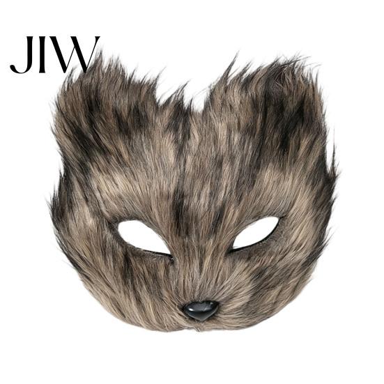 Breathable Halloween Face Mask Long Fur White Fox Half Mask, Masquerade Cosplay Furry Elegant Fairy for Ancient Style Photoshoot Party Performance