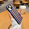 Модный двухцветный полосатый чехол для телефона для Iphone 17 Air 16 16e 15 14 11 13 12 Pro Max Эстетичный ударопрочный кожаный винтажный чехол
