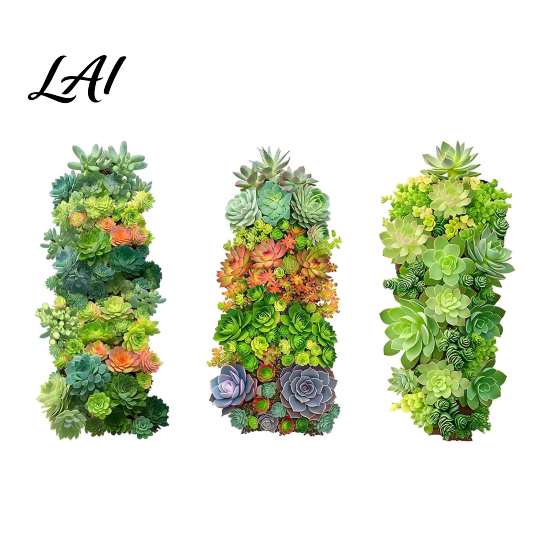 Full Atmosphere Wall Covering 3Pcs 3D Succulents Stickers Vertical Plant Landscape Decals Waterproof PVC Mural Creative Soft Decoration Gifts Peel