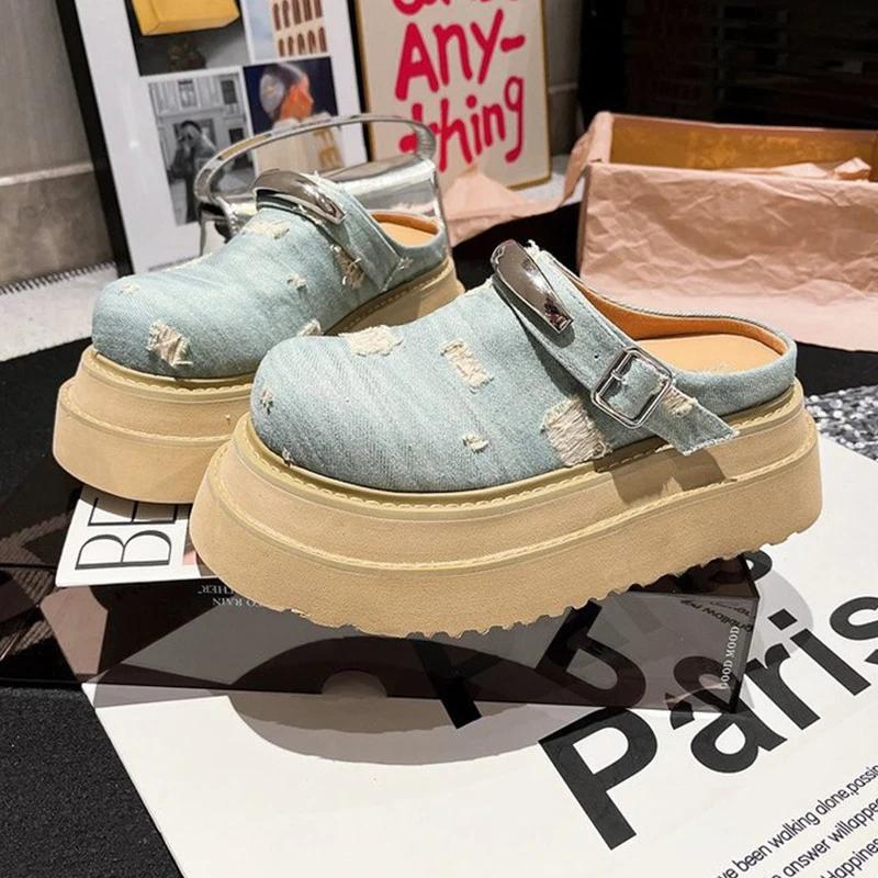 Flats Women Slippers Platform Slingback Mules Shoes Fashion Woman Sandals Summer 2025 Designer Flip Flops Dress Zapatos De Mujer
