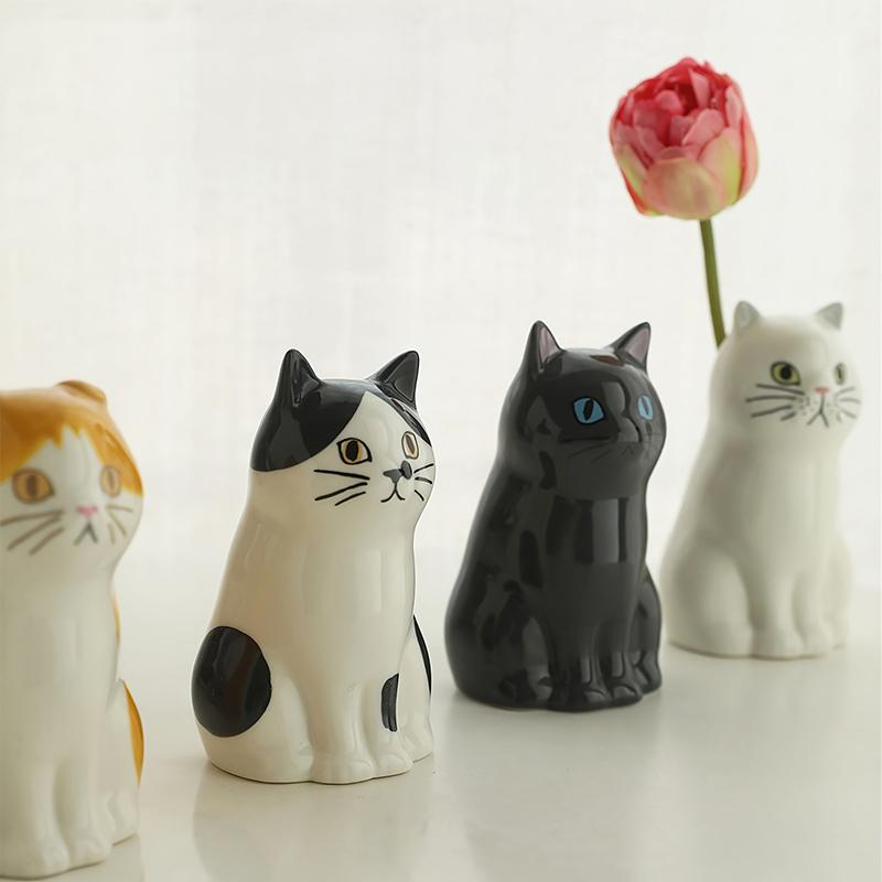 1PC Cute Cat-themed Vase Cat Pottery Multi-Functional Pen Holder Ceramic Cat Decor Cat Lover Gift Idea 6.7x6.3x12cm