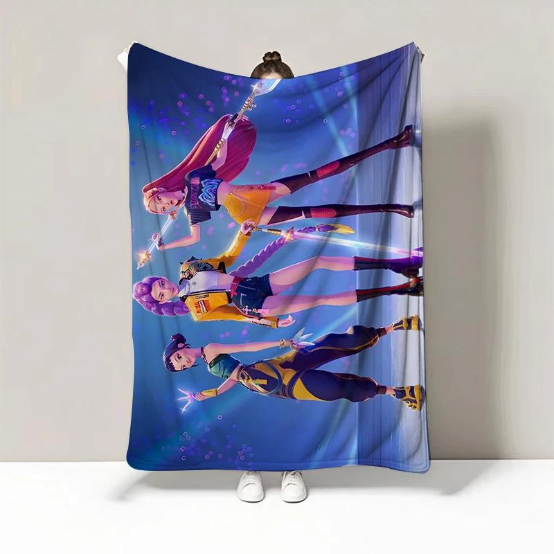 K Pop Demon Hunters Warmth Flannel Blanket Cover Soft Multifunctional Decorative Blanket Universal Blankets Holiday Gifts
