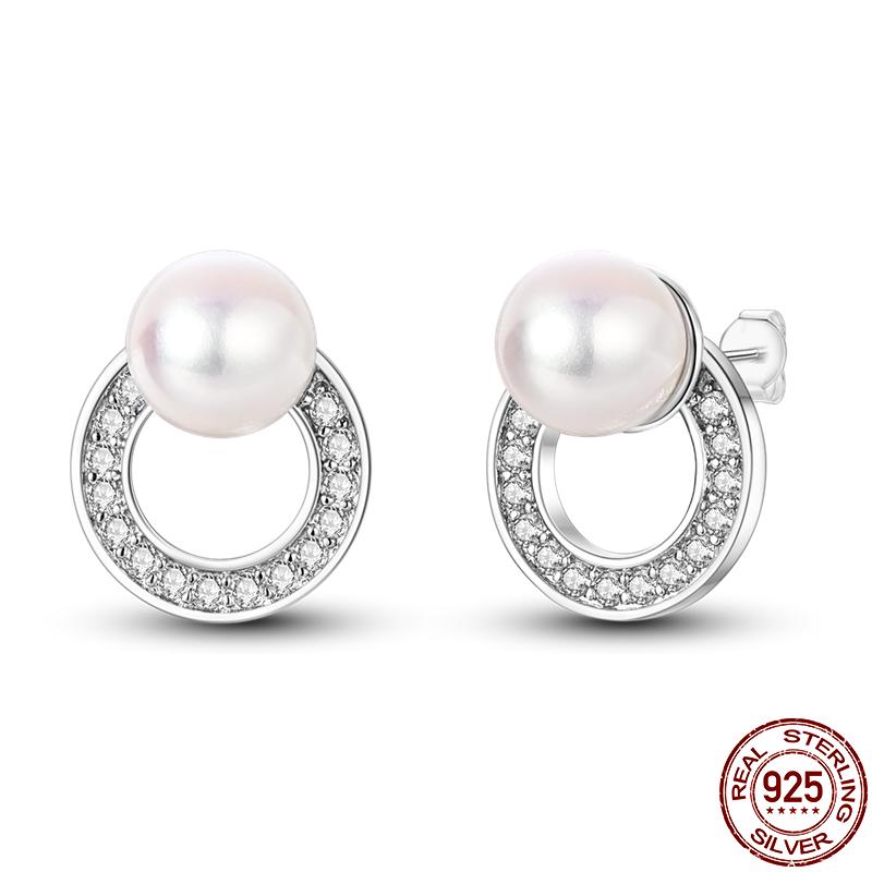 New S925 Silver Sparkling Drop Pearl For Women Simple Earring Trending Fashion Jewelry Birthday Gift
