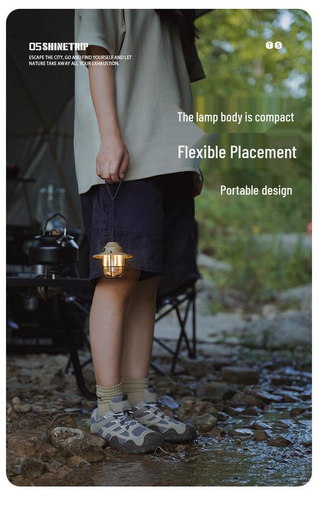 Retro Waterproof Pine Cone Camping Lamp with Tent Atmosphere & Night Light, Handheld Charging & Long Battery Life