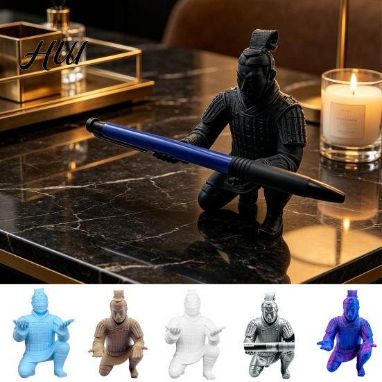Decorative Office Supply Holder Terracotta Warrior Desk Decor, 3D Printed Soldier Pen Stand for Knight Statue Organizer Office, Creative Ancient