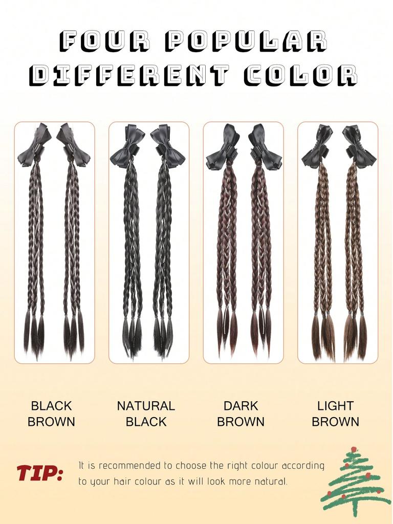 Конский хвост с зажимом-когтем, пара 20-дюймовых прямых тройных косичек-когтей, накладные волосы для женщин и девочек, аксессуары для волос для повседневного использования