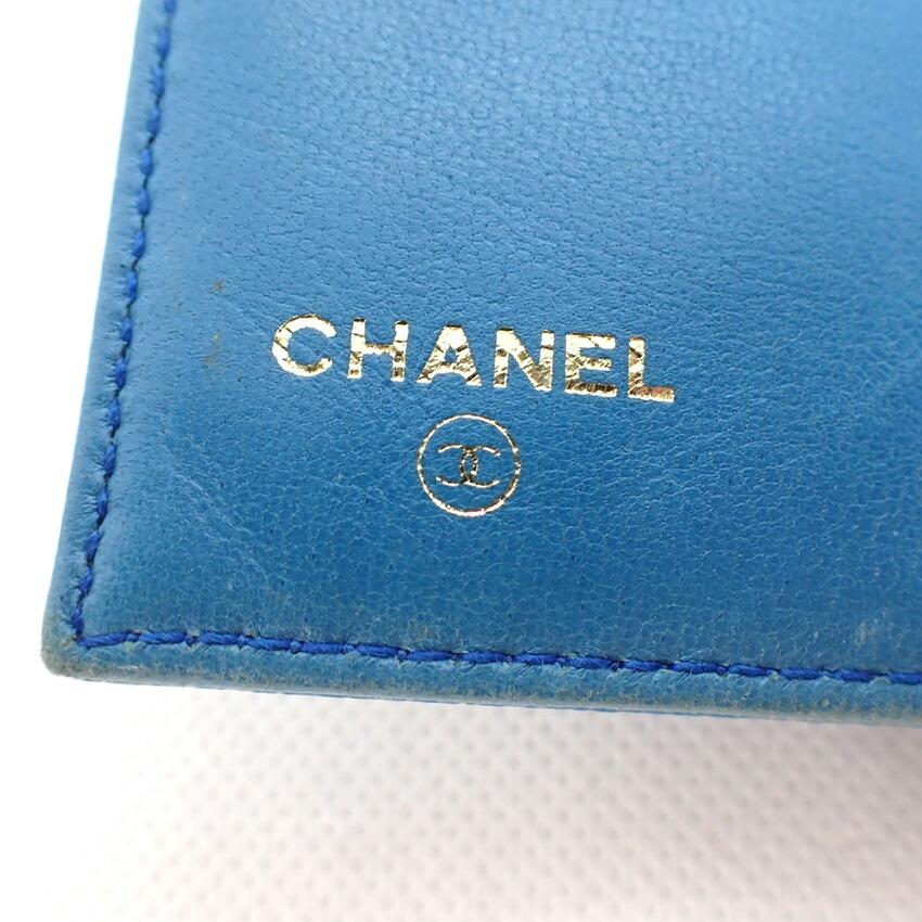 [Б/у] Кошелек CHANEL Cocomark Caviar Skin Trifold Blue No. 5 с наклейкой [b19-52]