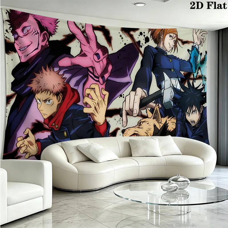 Anime Jujutsu Kaisen Wall Tapestry Aesthetic Wall Hanging Printed Fabric Blanket Decorative Tapestries for Bedroom Living Room Home Decor