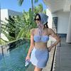 Корейский ins новый купальник женский сексуальный раздельный с высокой талией раздельный трехсекционный набор шея бикини сладкий купальник