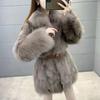 2023 Women's Mid-Length Faux Fox Fur Coat with Suit Collar - Light Luxury Winter Overcoat