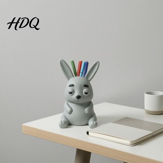 Забавный держатель для канцелярских принадлежностей в офис, 3D-печатный держатель для ручек в виде кролика, большая вместимость, для стола