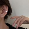 Серебряный четырехконечный звездный кафф S925 - Серьги для женщин без прокола, Простой дизайн, Летний зажим для хряща