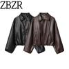 Zbzr New Fall Women's Clothing Fashion Wind Casual Minimalist Imitation Leather Pilot Lapel Jacket 4341736