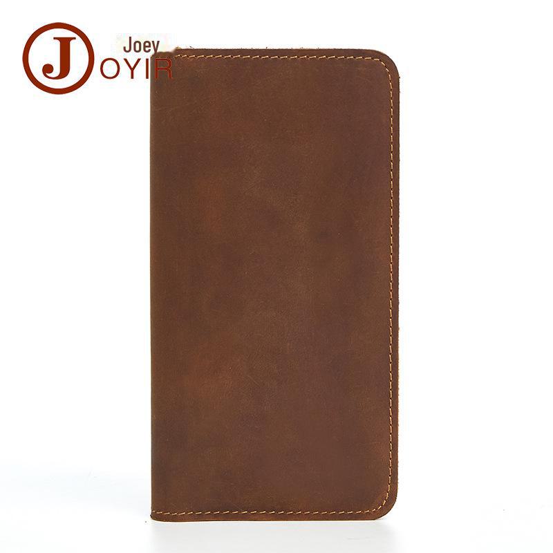 Genuine Leather Men's Long Wallet - Retro Crazy Horse Leather, Multi-Card Slots, Casual Clutch Bag