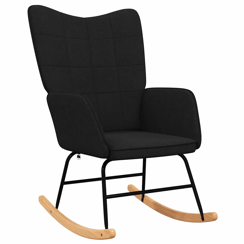 Rocking Armchair with Footstool Black Fabric