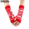 4 Pairs Mid-length Acrylic Knitted Fingerless Gloves Autumn Winter Cold-proof Warm Oversleeve Vintage Solid Color Jacquard Weave Arm Cover