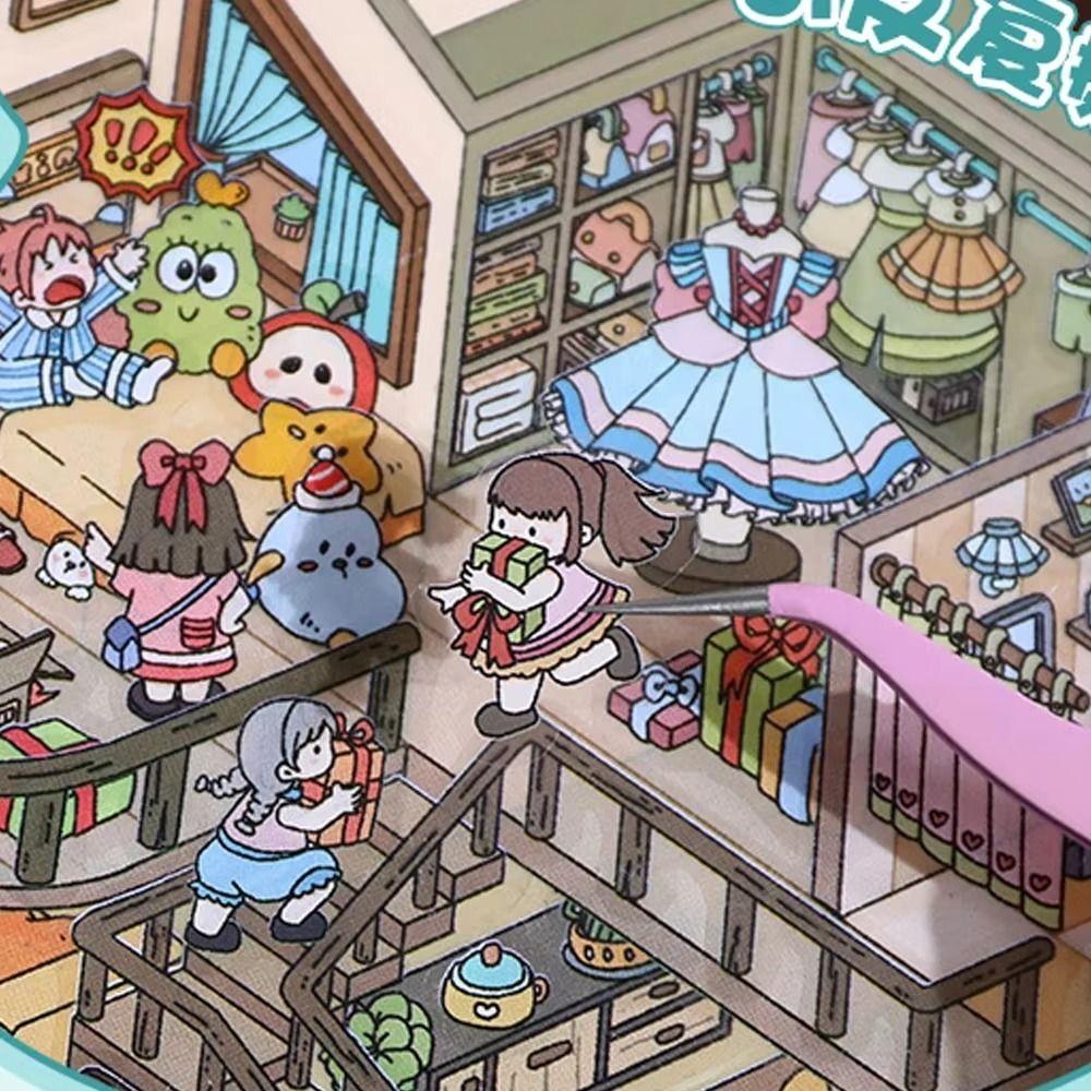 ПЭТ Миниатюрная Сцена Коллаж Разнотематический Складывающийся Наклеивающий Стикер Дети