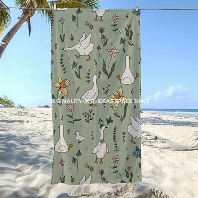 Cute Goose Floral Beach Towel Patterned Sunscreen And Windproof Suitable For Swimming Pool Camping Travel