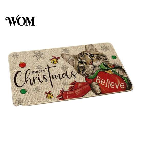 Indoor Winter Entrance Carpet Christmas Door Mat, Festive Rug, 35" x 24" Non-Slip Washable Home Decor Entry Mat Welcome Water Absorbent Rug