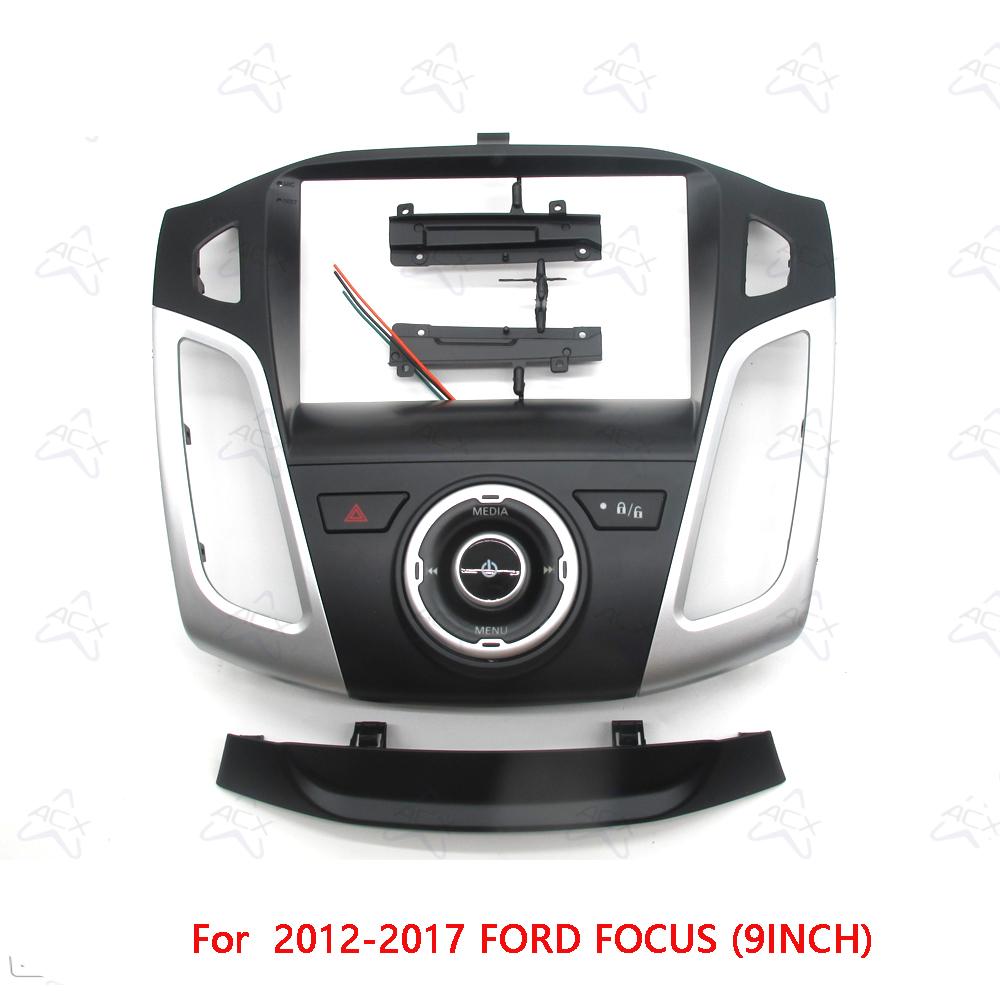 9inch Car Radio Fascias For Ford Focus 2012-2017 Android Stereo Frame Player 2 Din Head Unit Panel Dash Trim With Cable canbus
