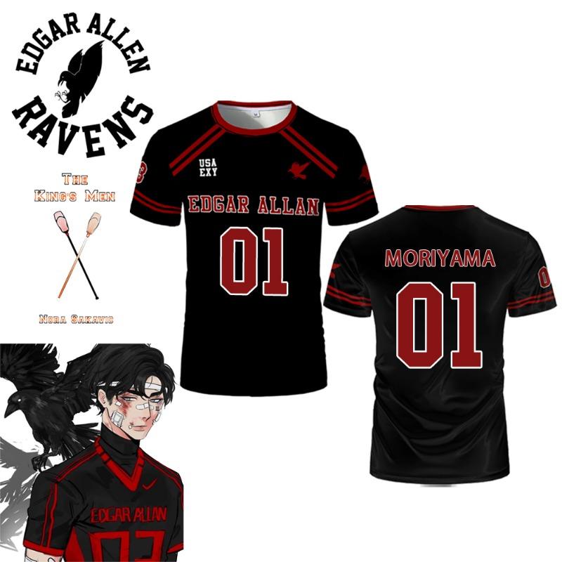 2025 Новый Foxhole Court Edgar Allan Ravens Lacrosse Jersey Косплей Рико Морияма 3D Футболка All For The Game Детская форма