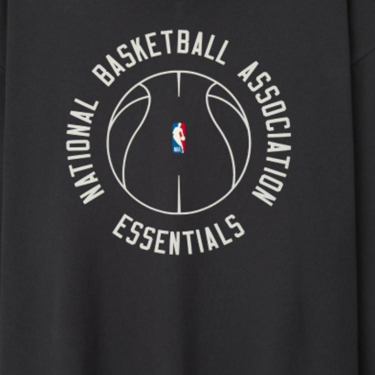 Fear of God Essentials NBA x Barkley Hendricks Футболка с длинным рукавом и V-образным вырезом Выцветший черный Унисекс Топы 125BH264701F