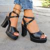 Fashion Fashion Women Summer Block Heel Ladies Shoes Wedge with Platform Waterproof Footwear Chunky Ladies High Heel Sandals