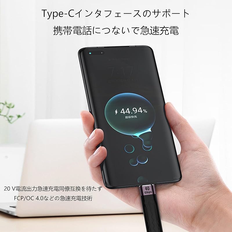 Кабель USB Type CtoC USB 4.0, высокоскоростная передача данных 40 Гбит/с, быстрая зарядка PD 100 Вт/5 А, видеовыход 8 K: Кабель USB-C — USB-C примерно. 13,8 см