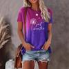 Summer Round Neck Gradient Short Sleeved Top 3D Dandelion Love Pattern Printed Women's T-shirts