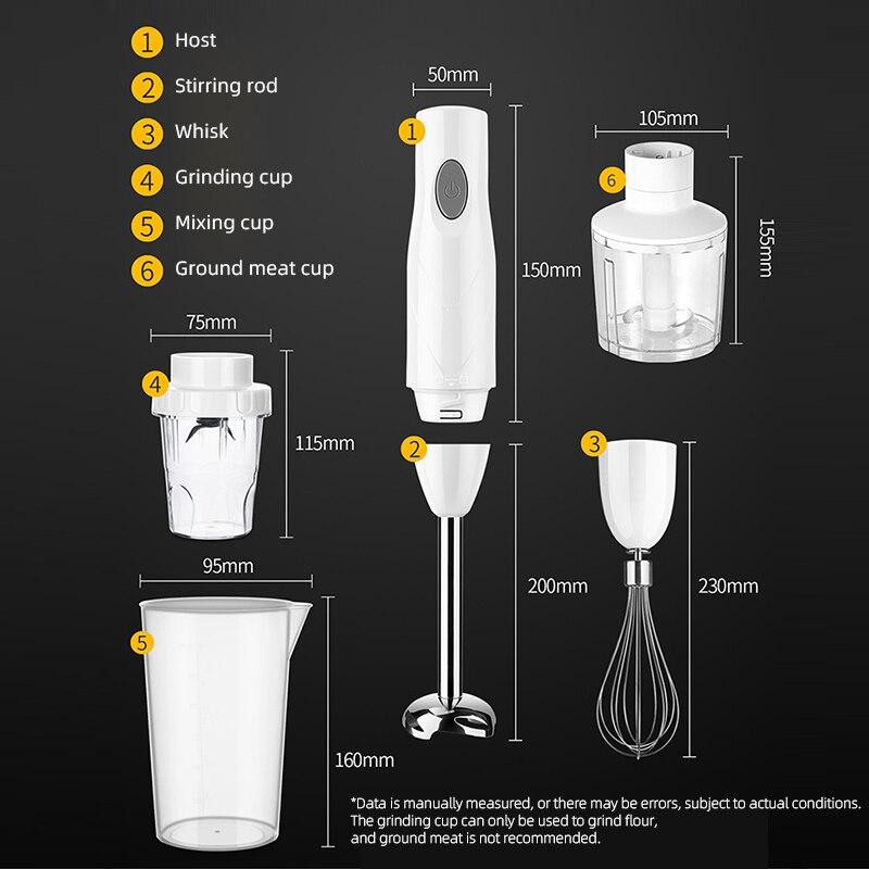 6-in-1 Blender Mixer For Kitchen Meat Grinder Immersion Blender Food Processor Blenders Drink Mixer