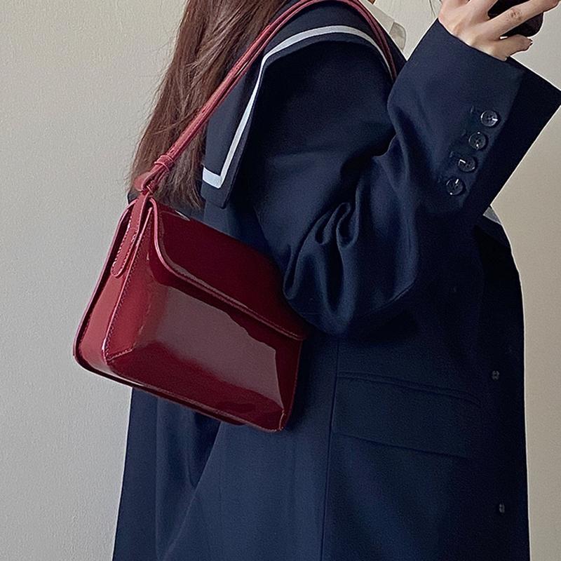 Luxury Patent Leather Women's Bag Fashion Underarm Bag Designer Small Square Crossbody Bag Casual Ladies Handbag Purse KTY