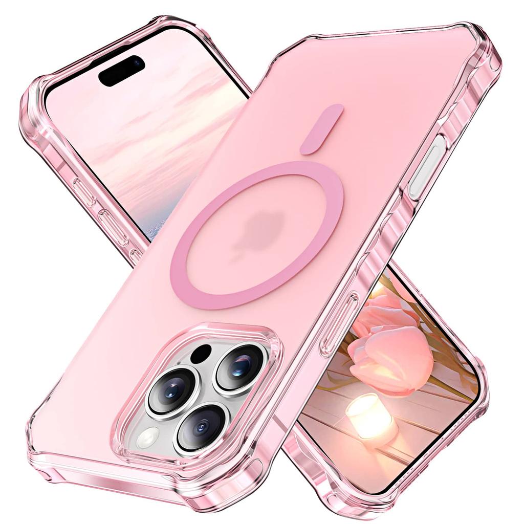 Магнитный для чехла iPhone 16/15/14/13/12 Pro Max Тонкий Полупрозрачный Матовый Ударопрочный [Совместим с магнитным][Защита от пожелтения]