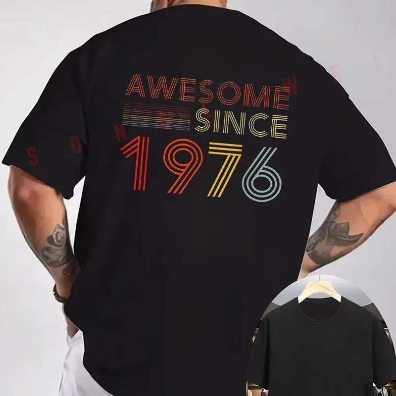 Awesome 50Th Birthday Decorations 50Yr 1976 50Th Birthday Motorcycle T-Shirt back Print Men Sho