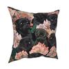 Black Pug Flower Pillow Cover Home Decorative Dog Cushions Throw Pillow for Car Polyester Double-sided Printing Leisure