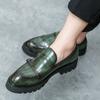 Trendy Brand Men's Leather Casual Shoes Thick Soled Low Top Loafers New Green Office Men's Business Dress Shoes Anti Slip