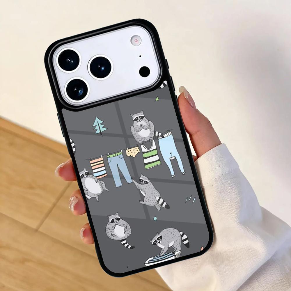 Raccoon Art Phone Case For Apple iPhone 17 air 16 Pro Max 15 Pro Max 14 13 12 11 Mini Back Cover