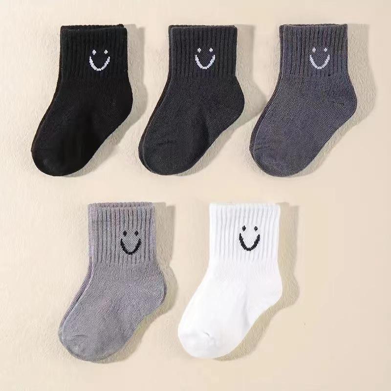 5 Pairs Cute Kawaii Smiling Baby Soft Socks Anti Slip Floor Socks for Infant Girl Boy Warm Anti Slip Floor Socks 0-5T