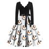 Women's Casual Fashion V-neck Long Sleeved Retro Christmas Print Retro Dress Autumn