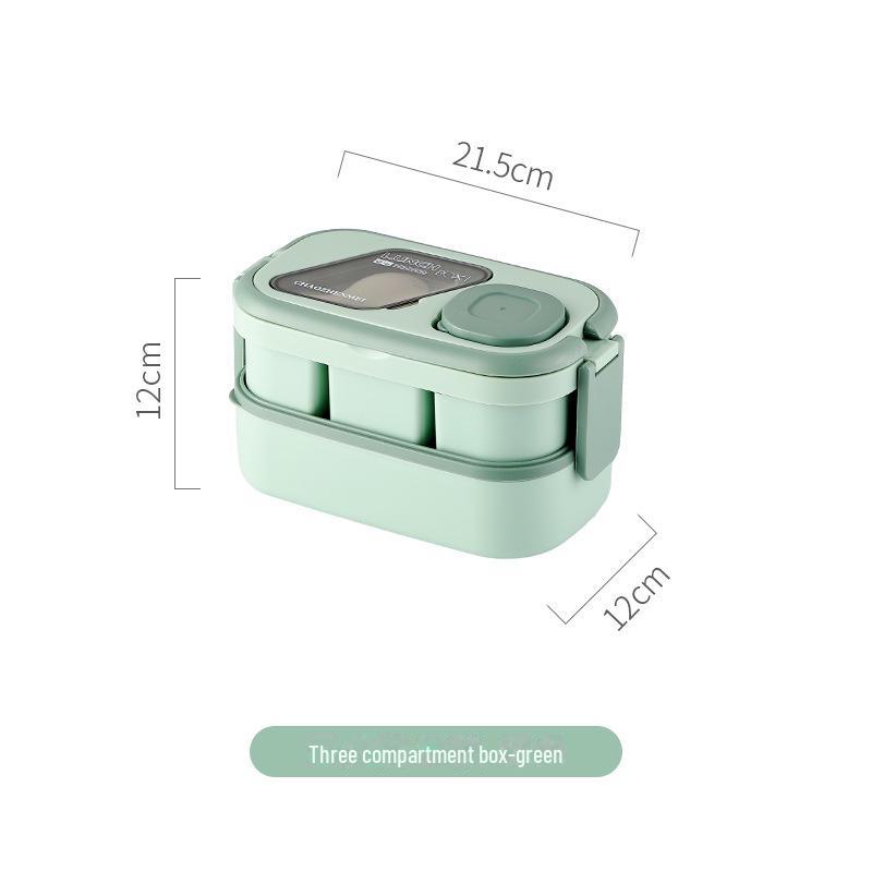 Многослойный герметичный ланч-бокс со столовыми приборами для школьников, пригодный для использования в микроволновой печи