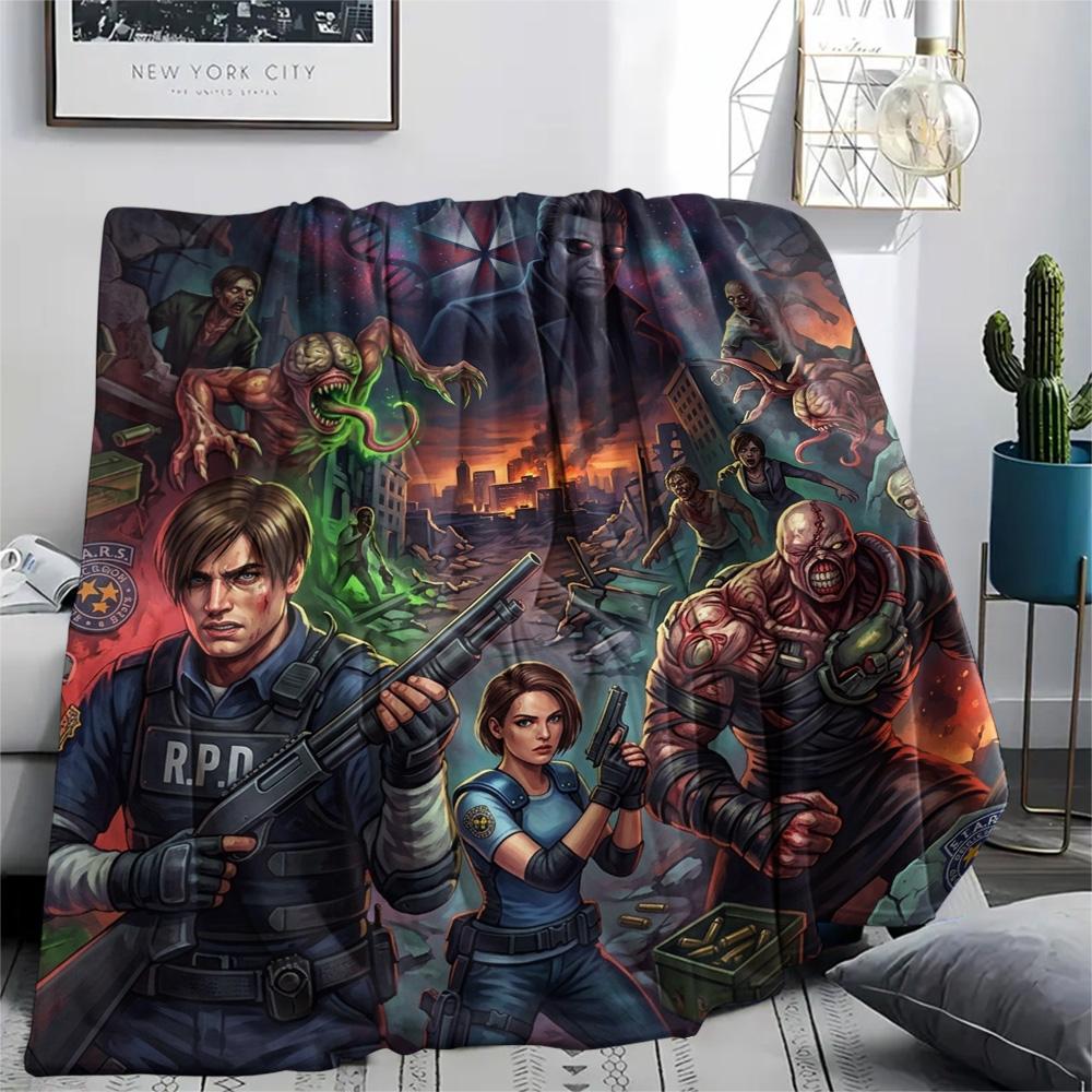 Resident Evil Print Flannel Blanket, Ultra Soft High Quality All Seasons Warm Throw, Home Decor Cozy Blanket, Perfect Christmas Gift