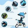 Kids Tricycle, 6-in-1 Handle, Adjustable Canopy, Safety Belt, 1-5 Years, Blue