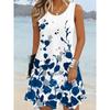 Женское Простое Платье Без Рукавов С Круглым Вырезом И Цветочным Принтом Свободное Мягкое и Удобное Платье Большого Размера