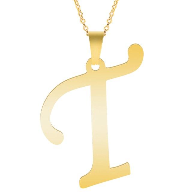 Золотые ожерелья с алфавитом для женщин, ювелирная цепочка на шею, 26 букв, подвески, ожерелье, колье из нержавеющей стали, женский аксессуар