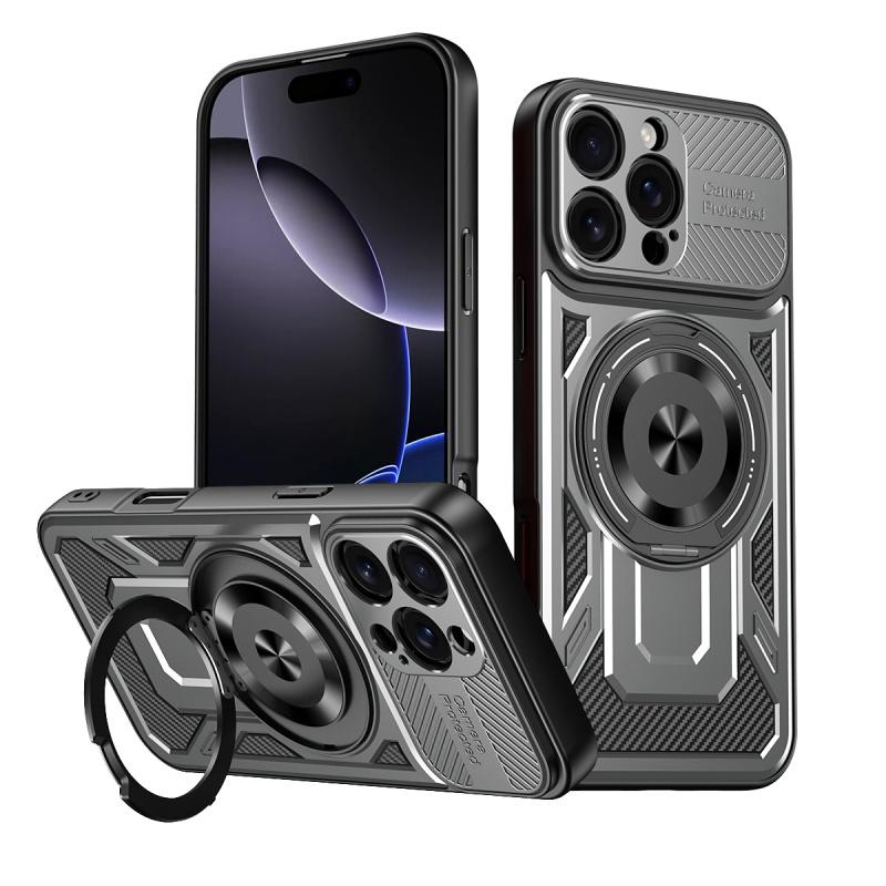 Роскошный бронированный чехол с магнитной беспроводной зарядкой Magsafe для iPhone 16 Plus 16 Pro Max E с военным кольцом-держателем для пальца, защитный чехол