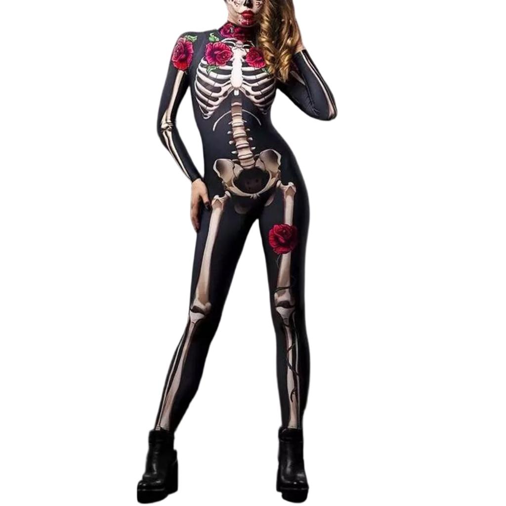 Halloween Skull Bone Print Jumpsuit