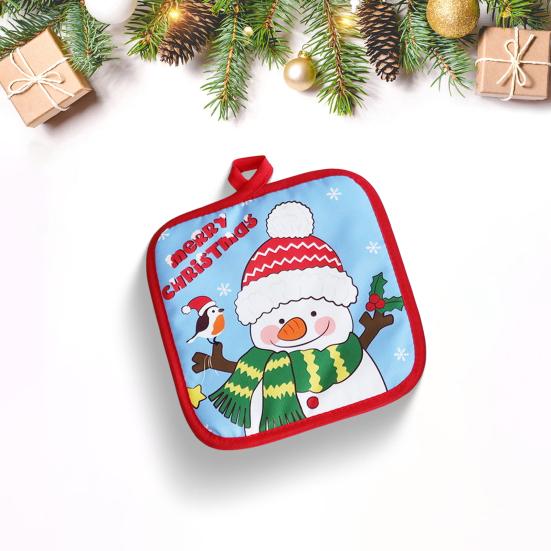 Рождественские утепленные перчатки, термоприхватки для выпечки, дизайн с петлей для подвешивания, термостойкие кухонные перчатки для приготовления пищи, выпечки и гриля