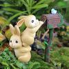 Mailbox Easter Bunny Garden Stakes Rabbit Statues Cute Resin Miniature Figurines Flower Pot Decor