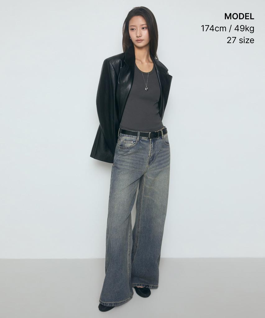 MUSINSA STANDARD WOMAN Women'S Wide Trapeze Denim Pants [Rusty Blue]