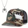 2 шт. Мужская и женская вышитая камуфляжная бейсболка с кепкой в виде утиного языка, ожерелье с подвеской в виде скорпиона, комплект для пар, мода для отдыха, сотня подходящих солнцезащитных шляп